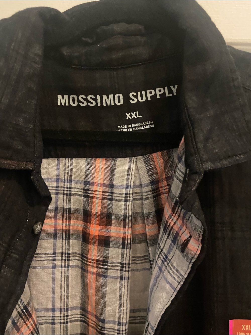 XXL Unique Shirt Mossimo Lightweight Men's Black Button-Up Shirt Plaid Lining - Picture 2 of 4